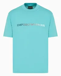 Emporio Armani OFFICIAL STORE T-shirt In Jersey Pima Con Ricamo Logo Petrolio