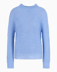 Emporio Armani OFFICIAL STORE Maglione In Misto Lana Mohair A Coste Inglesi Azzurro