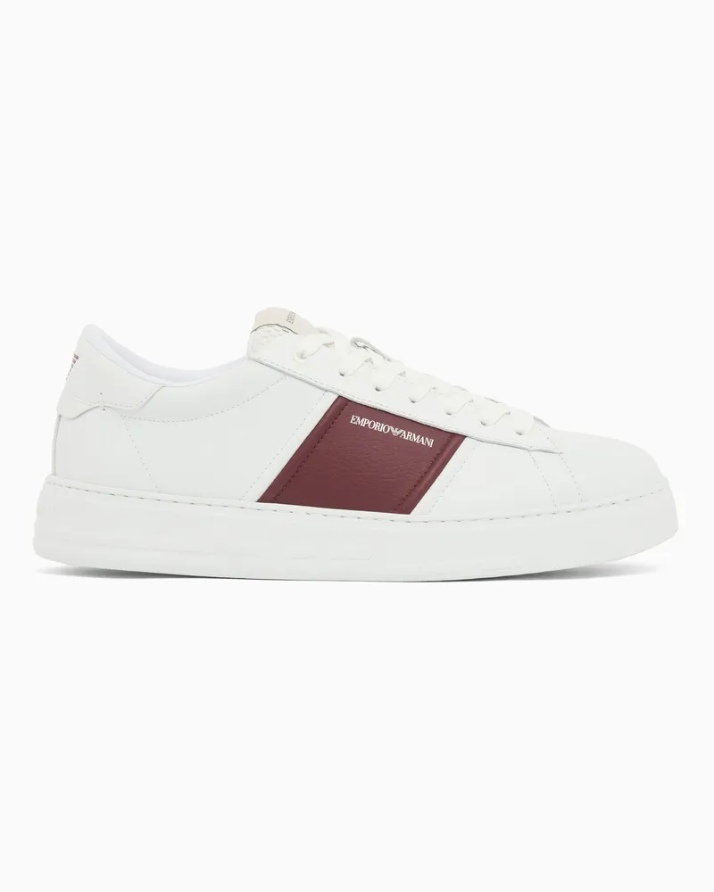 Emporio Armani Sneakers in pelle con banda a contrasto Bianco