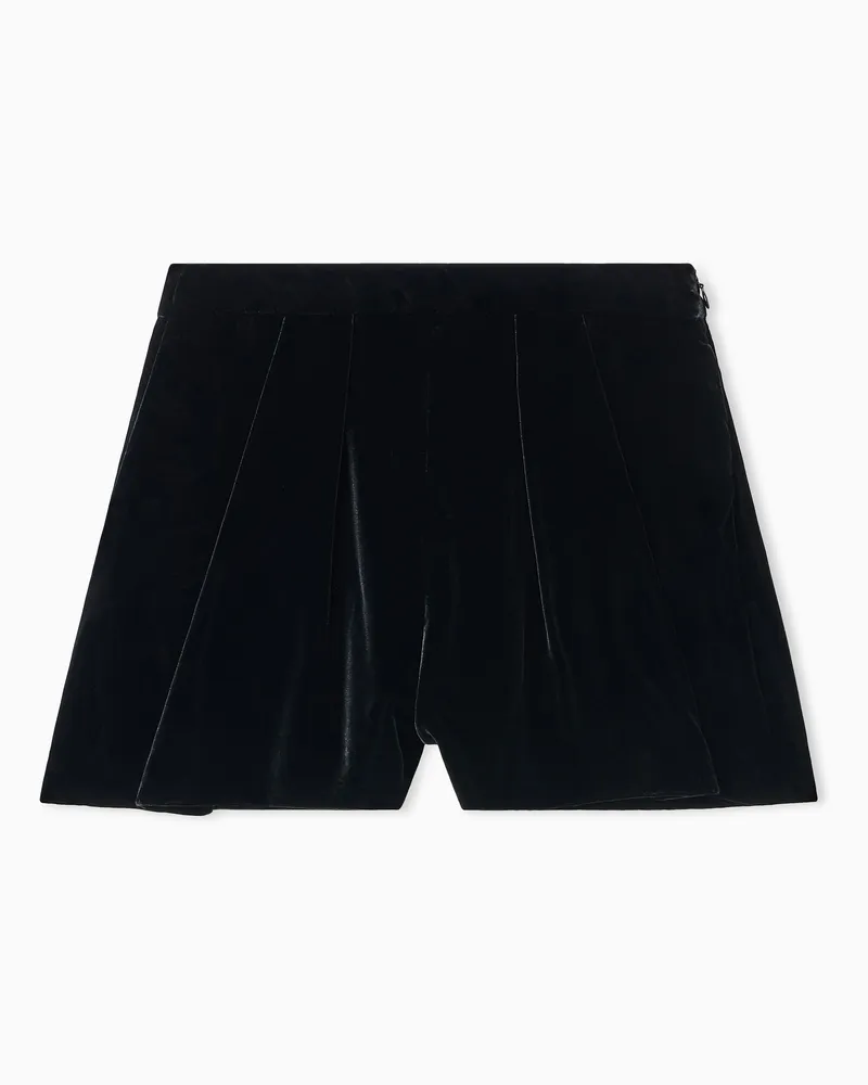 Emporio Armani Shorts con pinces in velluto liquido Nero