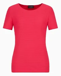 Emporio Armani OFFICIAL STORE Maglia A Maniche Corte In Jersey Stretch Con Trama Irregolare A Rilievo Rosso