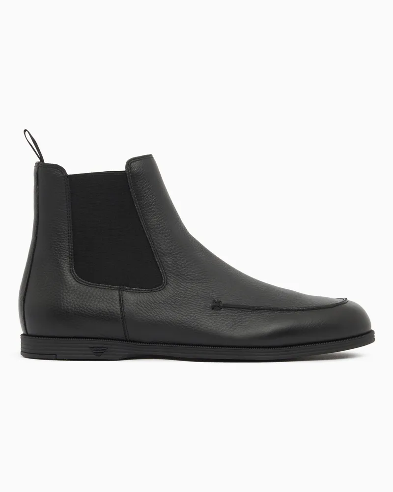 Emporio Armani Stivaletti Chelsea in pelle stampata con inserti elastici Nero