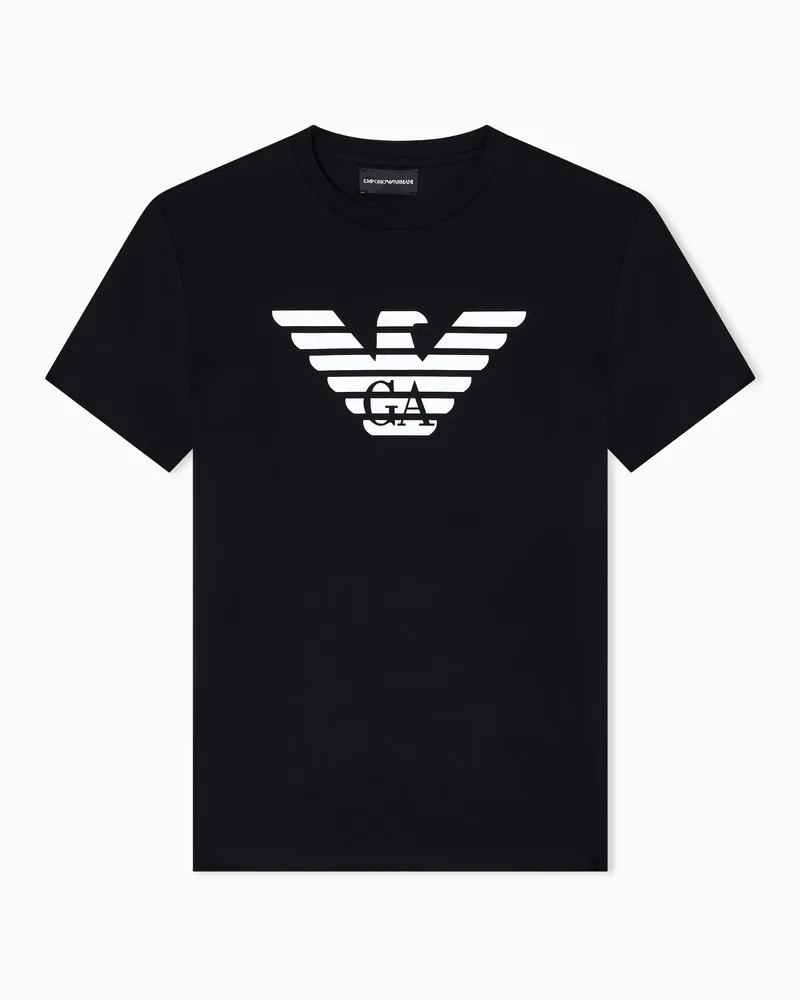 Emporio Armani T-shirt in jersey Pima con stampa logo Nero