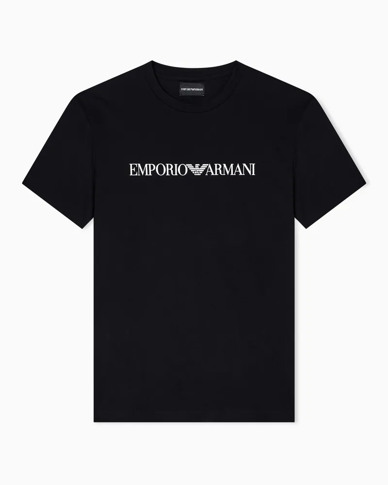 Emporio Armani T-shirt in jersey Pima con stampa logo Nero