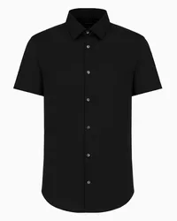 Emporio Armani OFFICIAL STORE Camicia Maniche Corte In Misto Nylon Stretch Nero