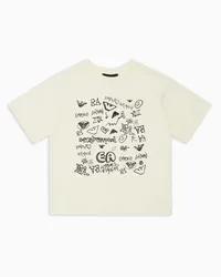 Emporio Armani OFFICIAL STORE T-shirt In Jersey Stampa Logo Graffito Ea Crew Asv Bianco