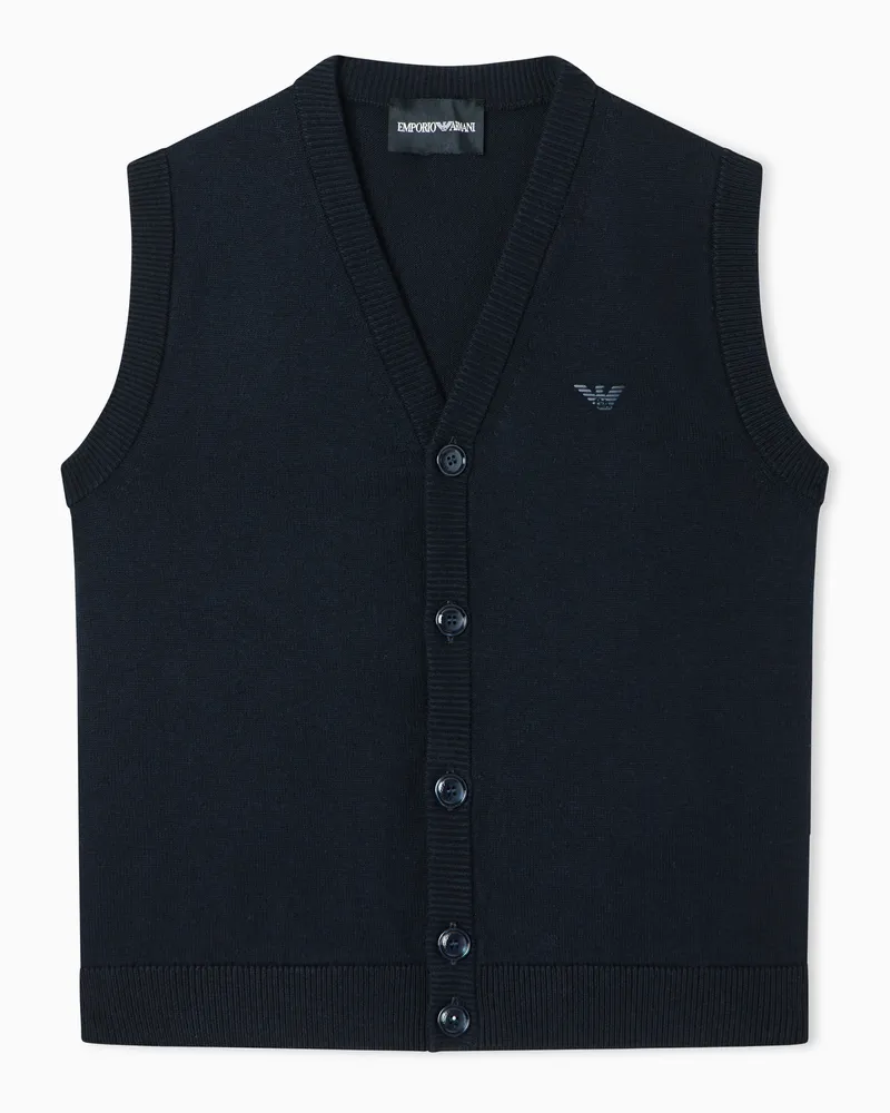 Emporio Armani Gilet scollo V in maglia con bottoni Blu