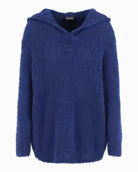 Emporio Armani OFFICIAL STORE Maglione Con Cappuccio In Cashgora Rasato Blu