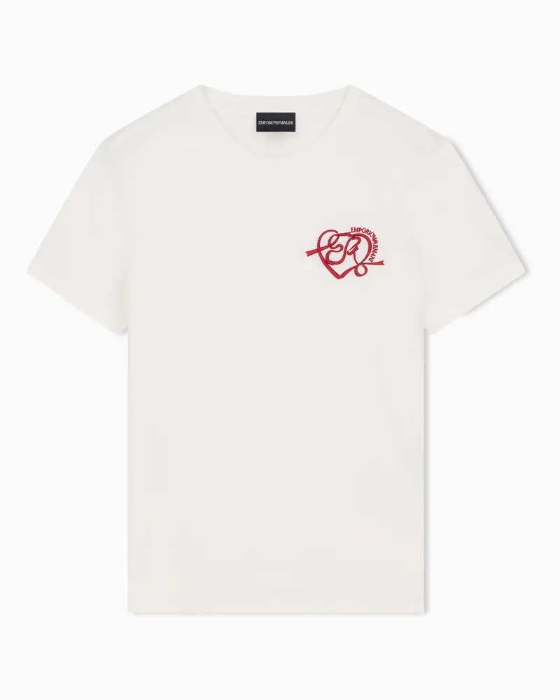 Emporio Armani T-shirt slim fit in jersey mercerizzato Capsule San Valentino Bianco