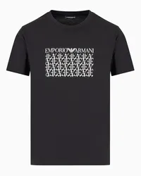 Emporio Armani OFFICIAL STORE T-shirt Beachwear In Jersey Stampa Macro Logo Nero