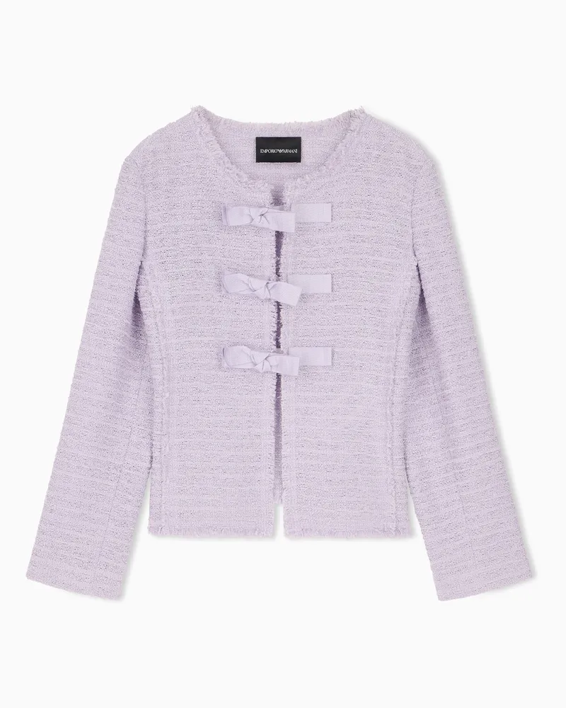 Emporio Armani Giacca girocollo sfoderata con fiocchi e chiusura nascosta Viola