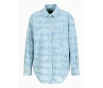 OFFICIAL STORE Camicia In Denim Light Con Stampa Lettering All Over