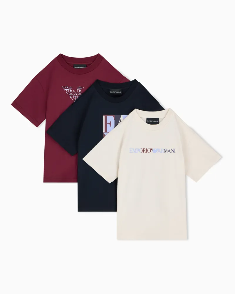 Emporio Armani Set t-shirt girocollo in jersey di cotone con logo Multicolore