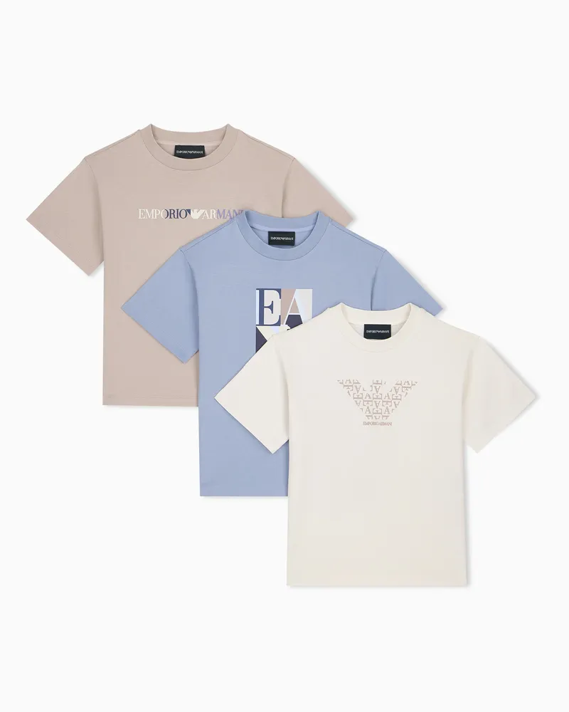 Emporio Armani Set t-shirt girocollo in jersey di cotone con logo Multicolore