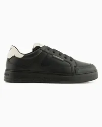 Emporio Armani OFFICIAL STORE Sneakers In Pelle Martellata Nero