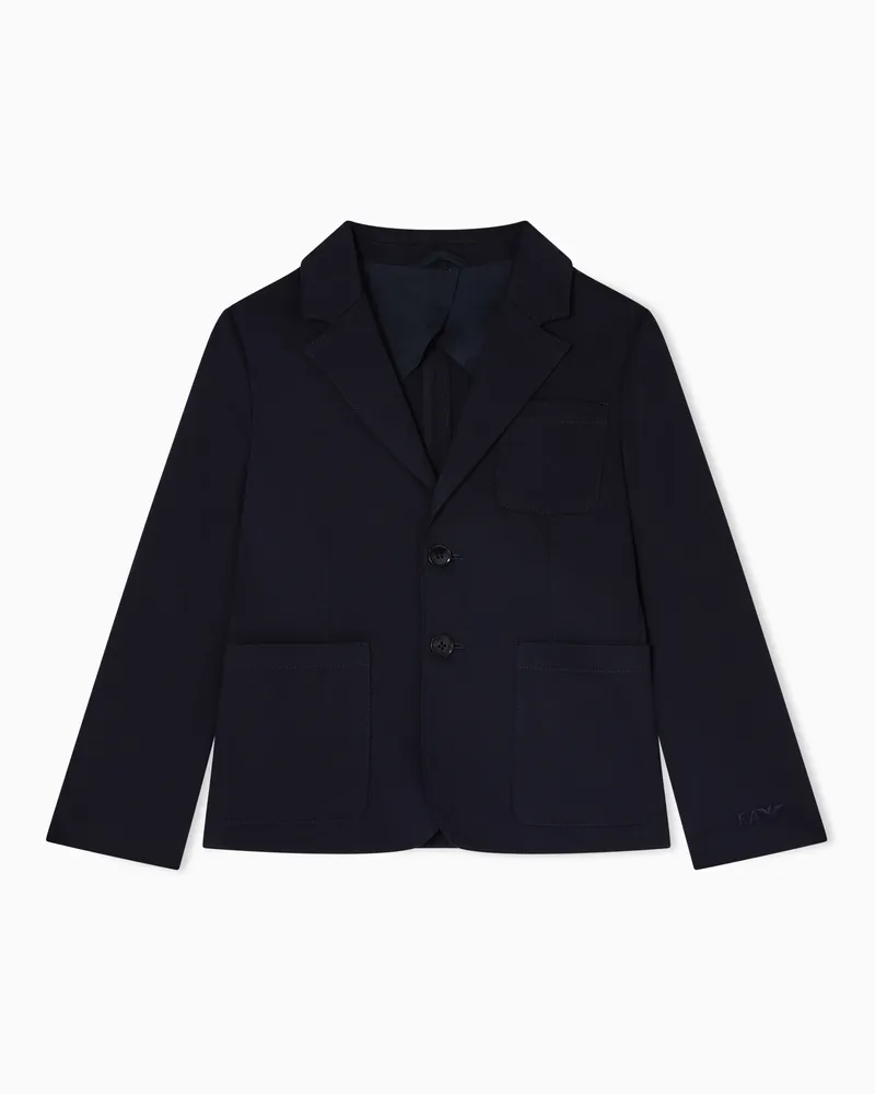 Emporio Armani Blazer in tessuto micro operato Blu