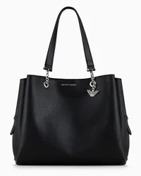 Emporio Armani OFFICIAL STORE Shopper Effetto Palmellato Con Charm Aquila Nero