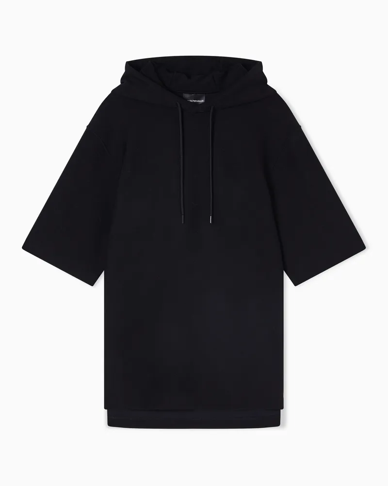 Emporio Armani Felpa con cappuccio in jersey jacquard micro eagle all over Nero