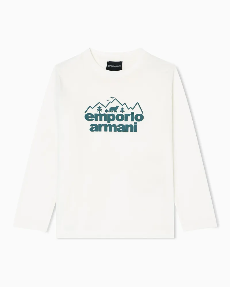 Emporio Armani T-shirt a maniche lunghe in jersey Bianco