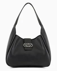 Emporio Armani OFFICIAL STORE Borsa A Spalla Hobo In Pelle Con Fibbia Aquila Nero