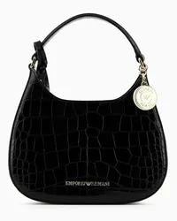 Emporio Armani OFFICIAL STORE Borsa Hobo Piccola Stampa Cocco Nero