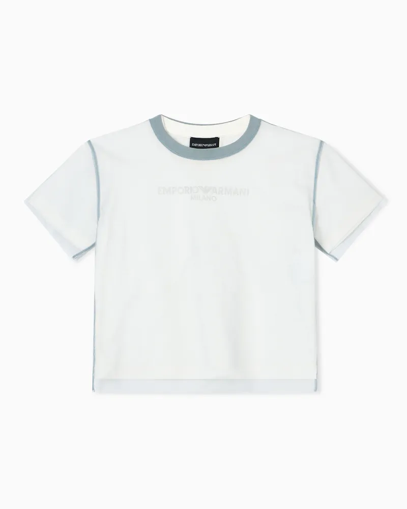 Emporio Armani T-shirt in jersey e tulle ASV Azzurro