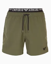 Emporio Armani OFFICIAL STORE Costume Shorts In Tessuto Riciclato Logoband Asv Militare