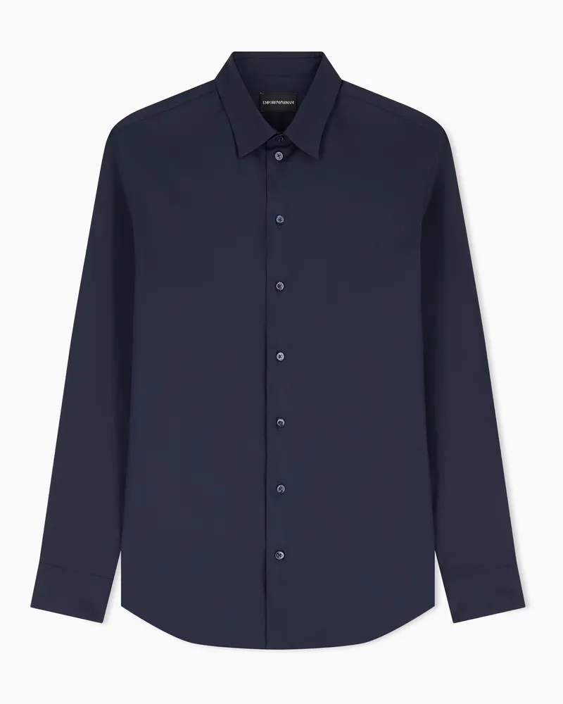 Emporio Armani Camicia in tecno cotone stretch Blu