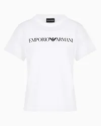 Emporio Armani OFFICIAL STORE T-shirt In Jersey Organico Con Stampa Logo Asv Bianco