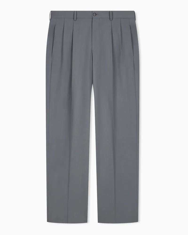 Emporio Armani Pantaloni in tela di lana elasticizzata Grigio