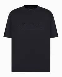 Emporio Armani OFFICIAL STORE T-shirt In Jersey Light Con Ricamo Logo A Rilievo Asv Blu