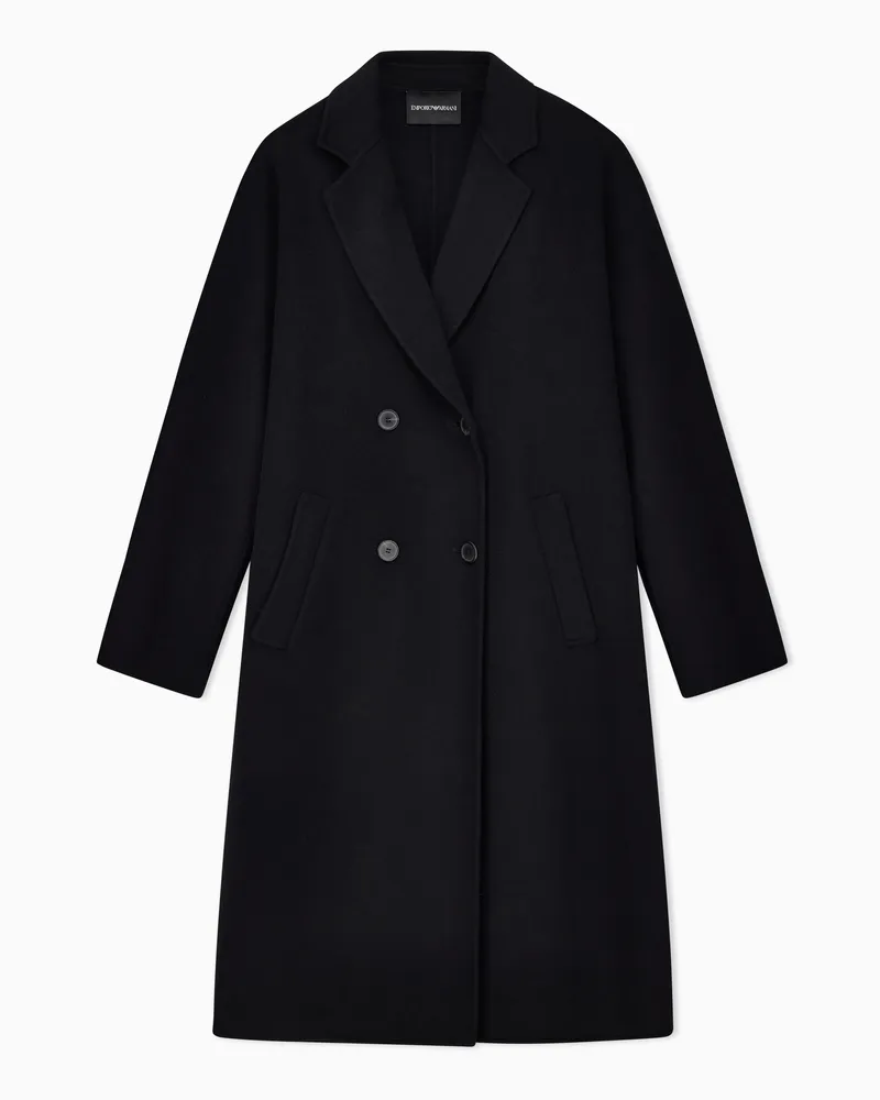 Emporio Armani Cappotto doppiopetto in panno lana cashmere Nero