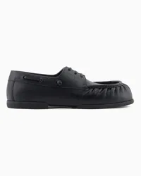 Emporio Armani OFFICIAL STORE Scarpe Da Barca In Pelle Liscia Nero