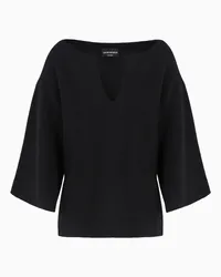 Emporio Armani OFFICIAL STORE Maglione In Cashmere Riciclato Con Maniche Kimono Asv Nero