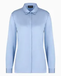 Emporio Armani OFFICIAL STORE Camicia In Raso Di Seta Azzurro