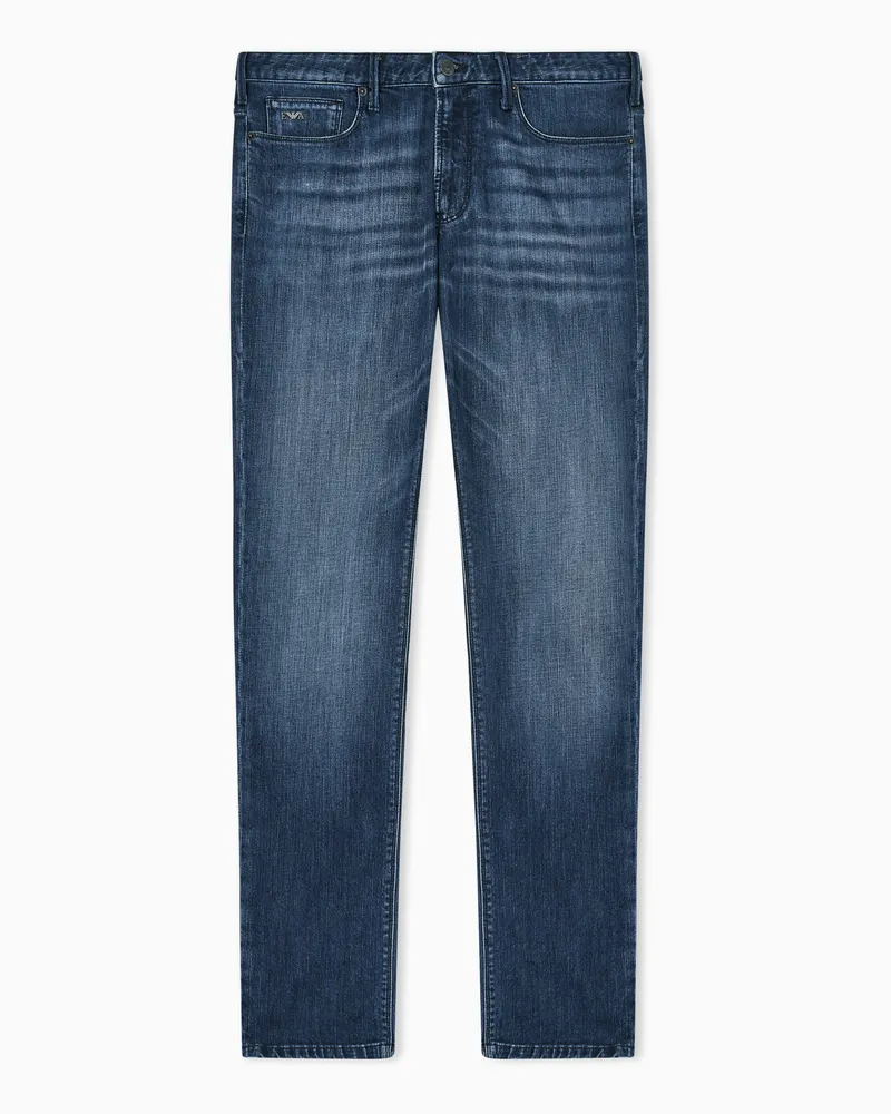 Emporio Armani Jeans J06 slim fit in denim stretch con striature Blu