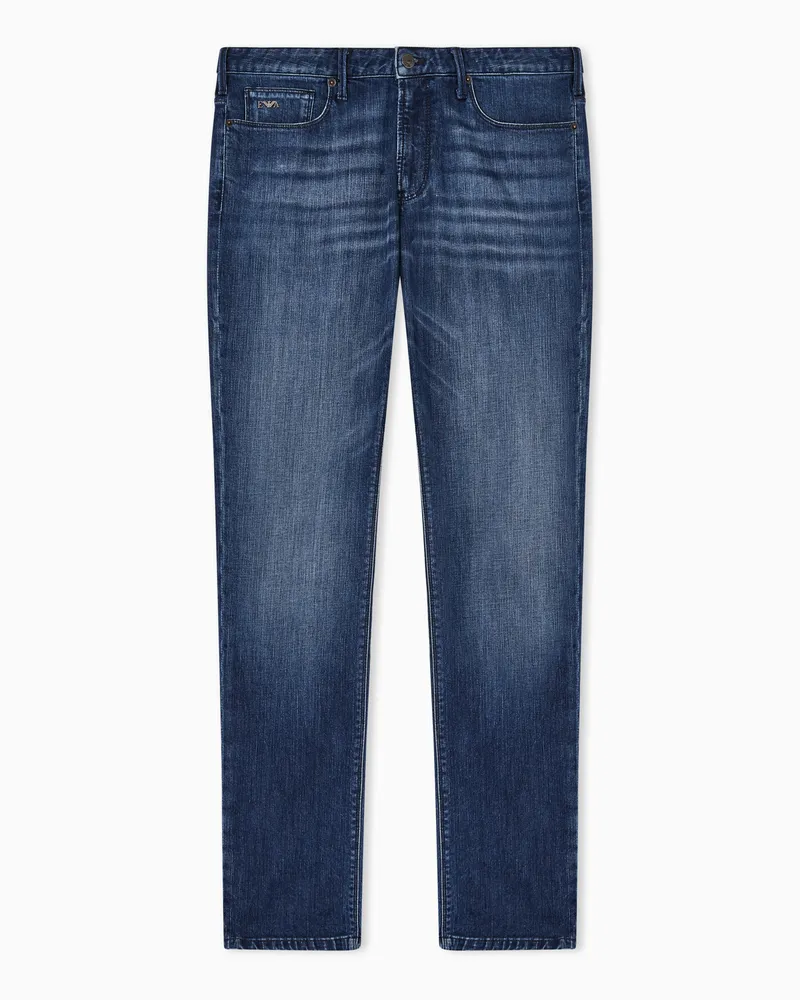 Emporio Armani Jeans J06 slim fit in denim stretch con striature Blu