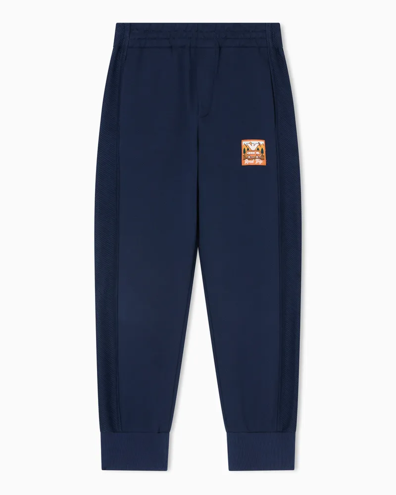 Emporio Armani Pantaloni jogger loose fit in jersey interlock organico Manga Bear Crew ASV Blu