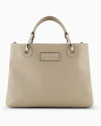 Emporio Armani OFFICIAL STORE Shopper Piccola Myea In Pelle Ecologica Asv Beige