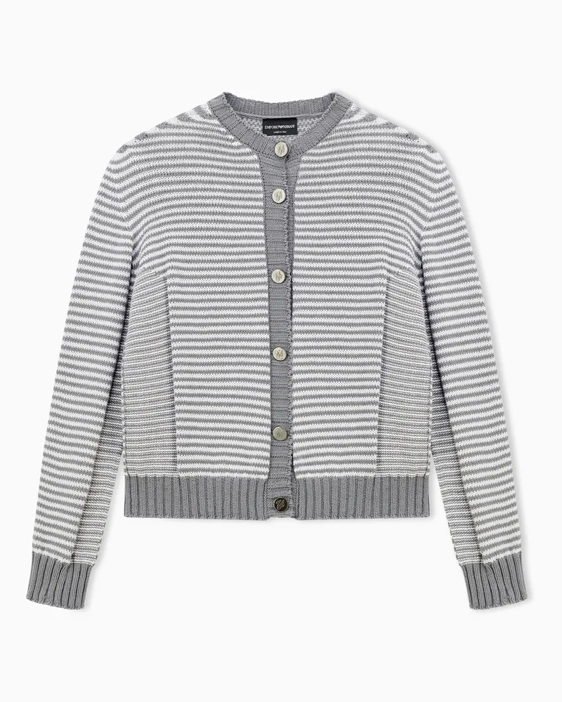Emporio Armani Cardigan a righe Capsule Signature Grigio