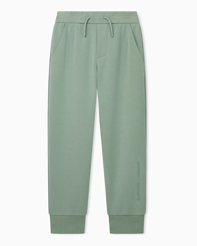 Emporio Armani Pantaloni jogger in jersey di modal con logo a rilievo Verde