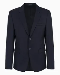 Emporio Armani OFFICIAL STORE Giacca Monopetto In Lana Vergine Pettinata Blu