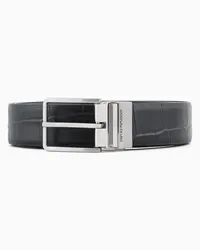 Emporio Armani OFFICIAL STORE Cintura In Pelle Stampa Cocco Nero