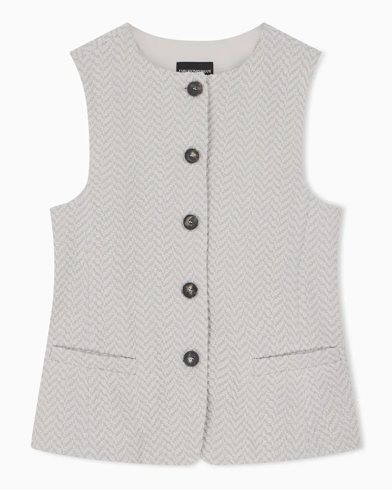 Emporio Armani Gilet in jersey jacquard chevron Capsule Signature Grigio