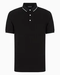 Emporio Armani OFFICIAL STORE Polo In Jersey Mercerizzato Jacquard Eagle All Over Nero