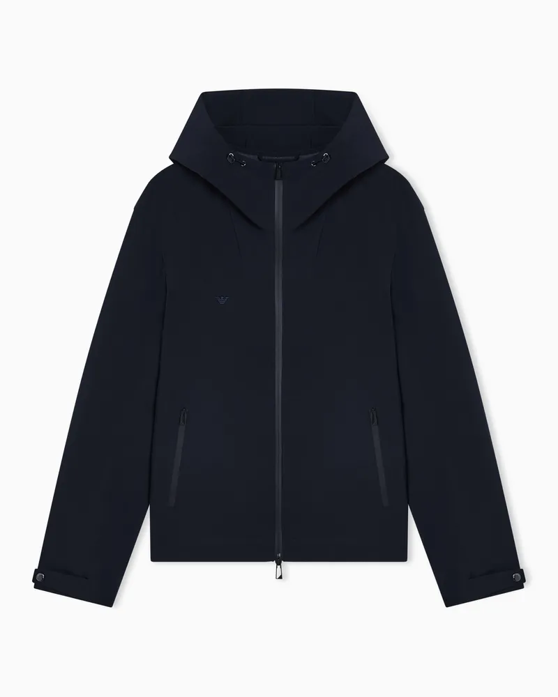 Emporio Armani Blouson con cappuccio e zip termonastrate in nylon Blu