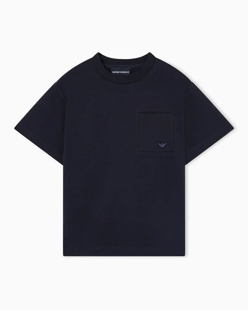 Emporio Armani T-shirt in jersey pettinato con tasca Blu