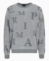 Emporio Armani OFFICIAL STORE Maglione In Lana Vergine A Micro Righe Bicolore Con Lettering All Over Fantasia