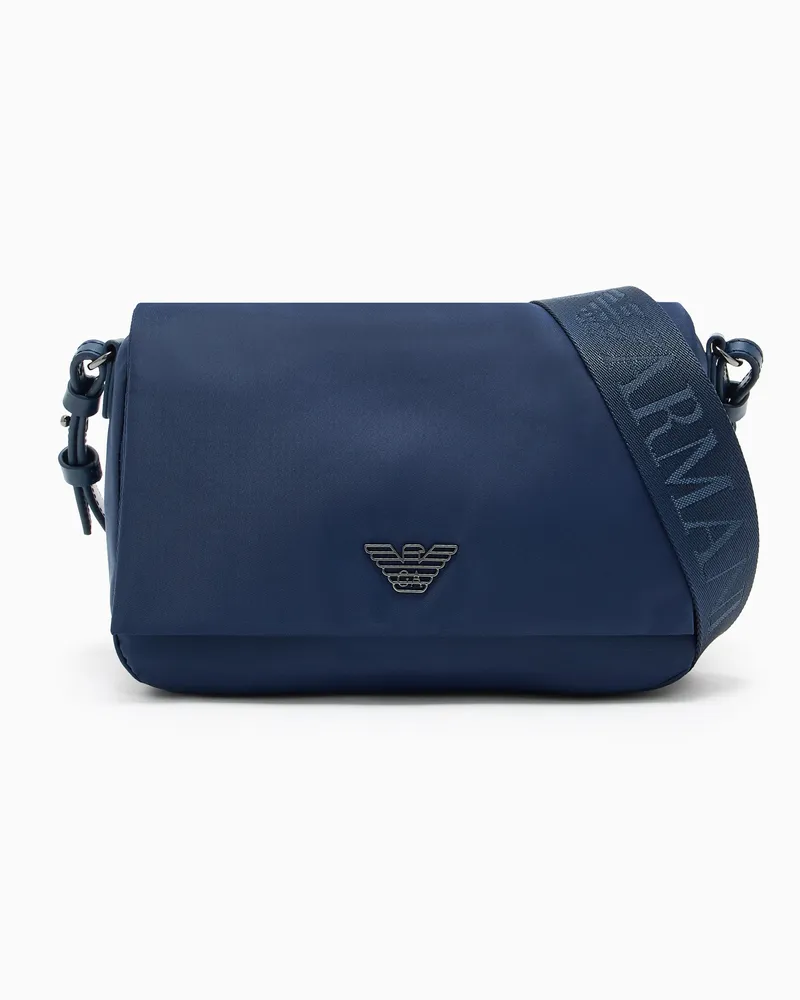 Emporio Armani Borsa a tracolla con patta in nylon riciclato ASV Blu