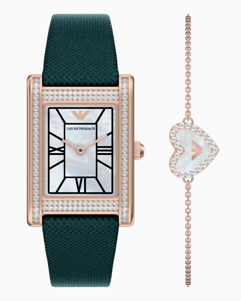 Emporio Armani Set di orologio al quarzo e bracciale Multicolore